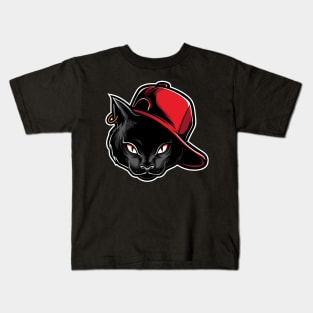 Cat in a Hat Illustration Style Kids T-Shirt